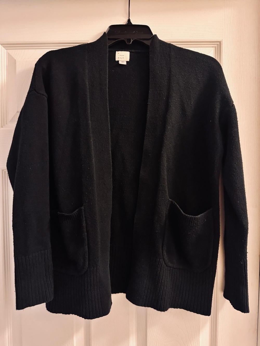 a new day Black Open-Front Ribbed Cardigan